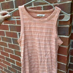 Madewell Pink and White Ribbed Tank Top